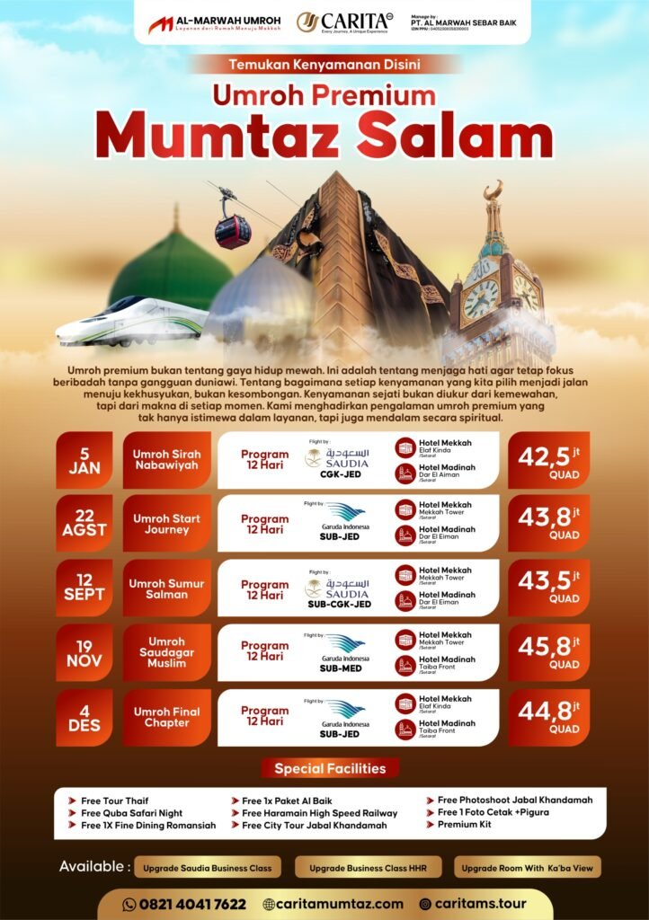 Jadwal dan Biaya Paket Umroh Premium Mumtaz Salam 2026